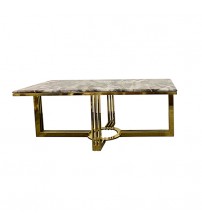 Daisy Coffee Table Faux Marble Mosaic Style Top Sturdy Feet with Stainless Electroplating Titanium Gold